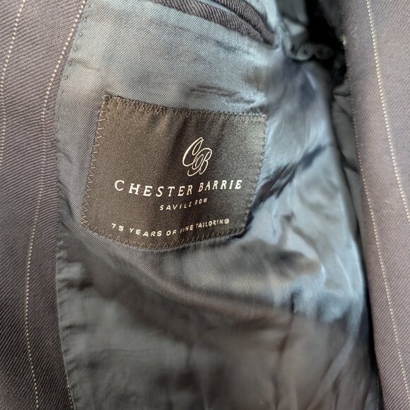 Chester Barrie Savile Row Navy Pinstripe 3-Piece Wool Full Canvas Suit US40-42 - Picture 5 of 13